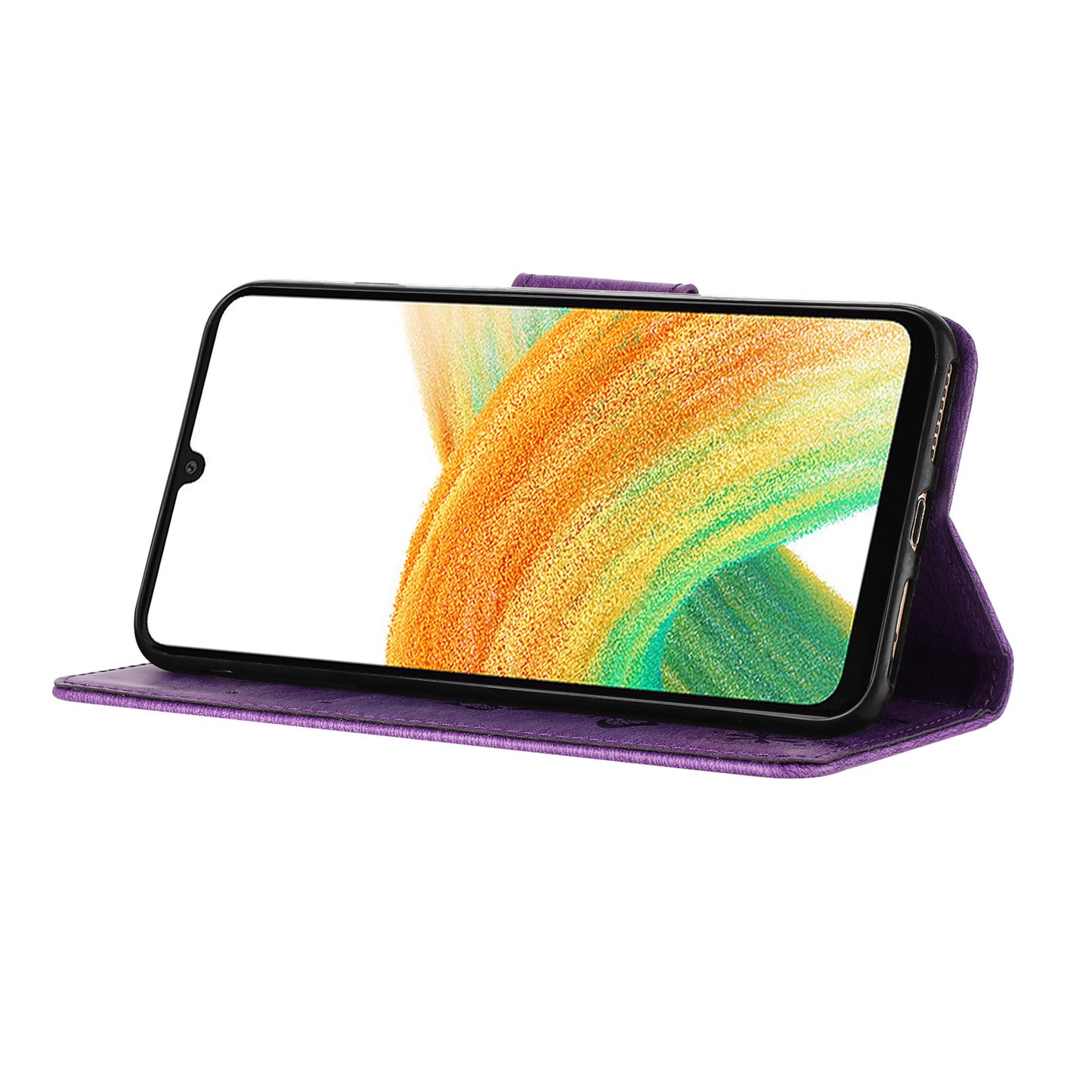 For Samsung Galaxy A16 5G / A16 4G Case Butterflies Flower Leather Wallet Flip Phone Cover - Purple