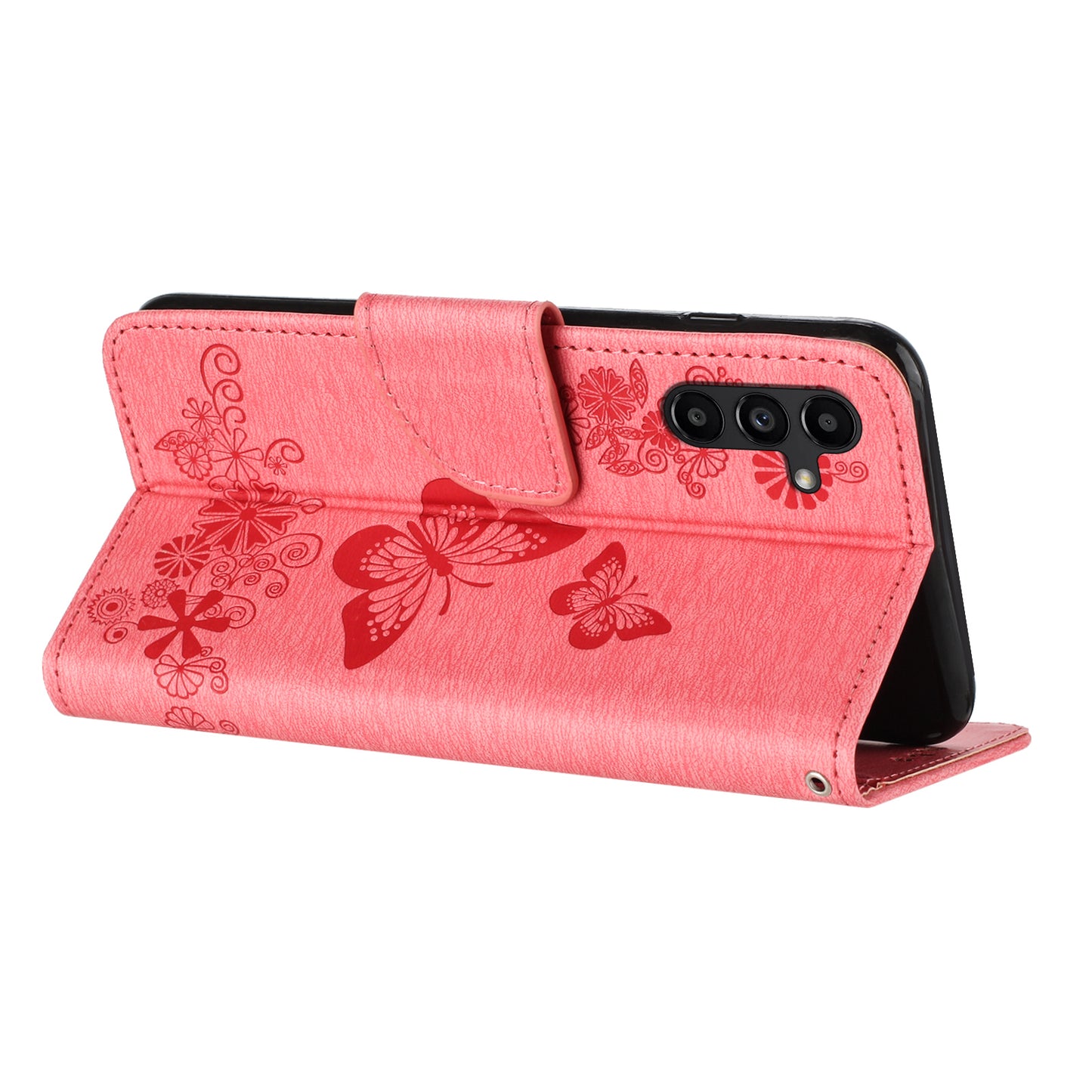 For Samsung Galaxy A16 5G / A16 4G Case Butterflies Flower Leather Wallet Flip Phone Cover - Pink