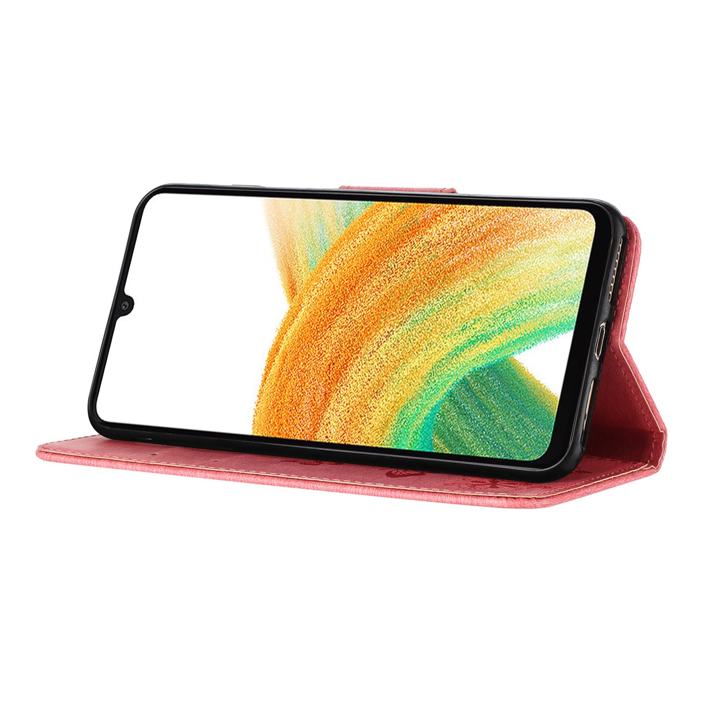 For Samsung Galaxy A16 5G / A16 4G Case Butterflies Flower Leather Wallet Flip Phone Cover - Pink