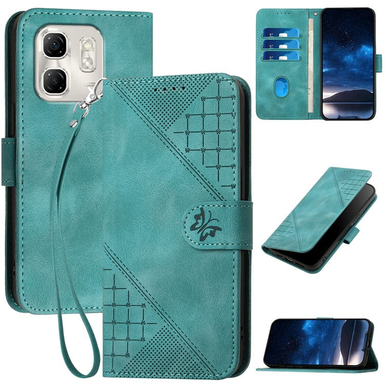 YX0080 For Infinix Hot 50i 5G  / Smart 9 4G Case Butterfly Imprint Leather Wallet Phone Cover - Baby Blue