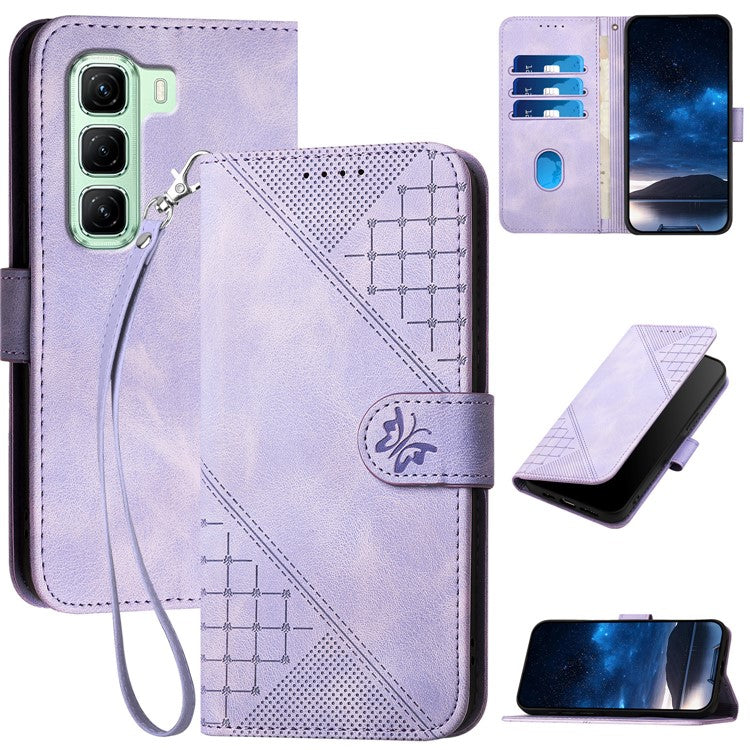 YX0080 For Infinix Hot 50 5G Case Butterfly Imprint Leather Wallet Phone Cover - Light Purple