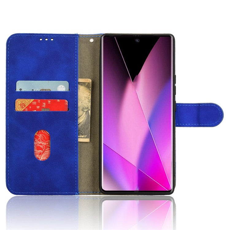 For Infinix Zero 40 5G Leather Case Skin-Feel Anti-Drop Wallet Flip Phone Cover - Blue