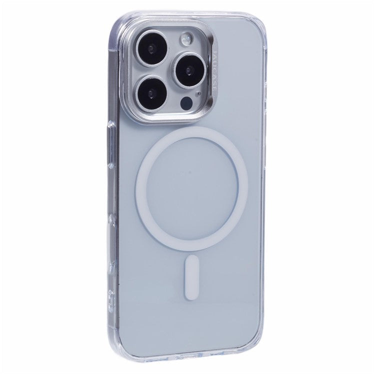 JAUCASE For iPhone 16 Pro Clear Case Compatible with MagSafe Lens Frame Kickstand PC+TPU Phone Cover - Transparent