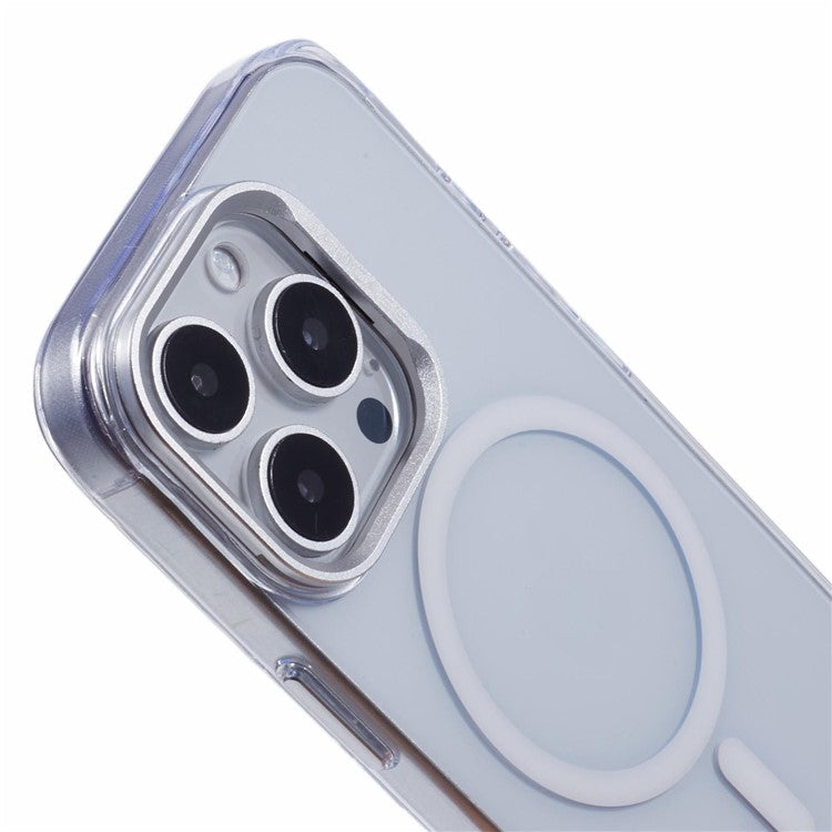 JAUCASE For iPhone 16 Pro Clear Case Compatible with MagSafe Lens Frame Kickstand PC+TPU Phone Cover - Transparent