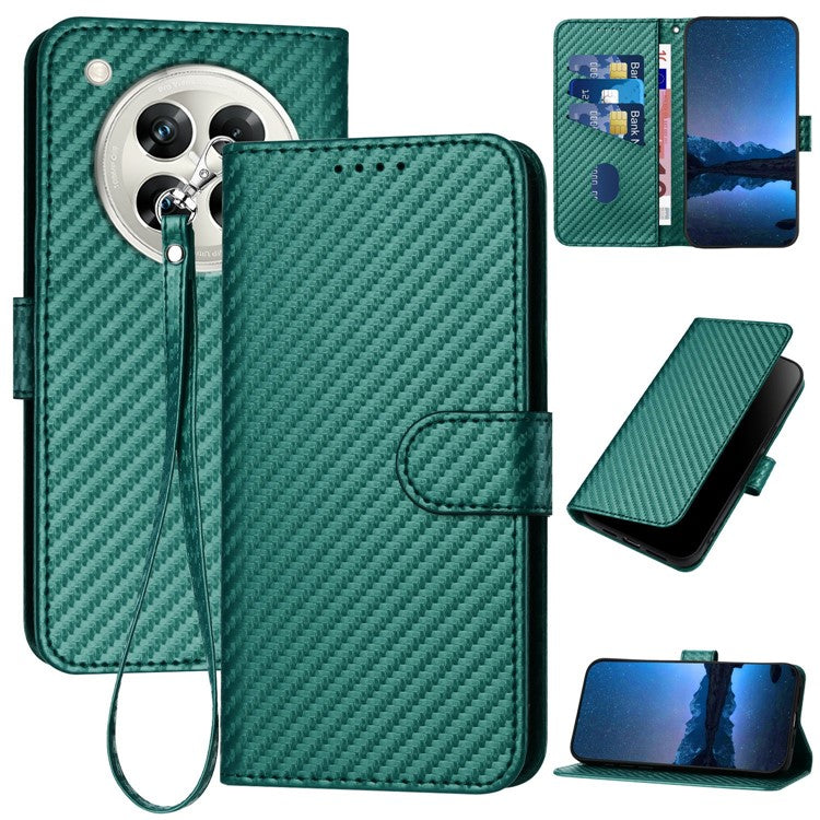 YX0070 For Infinix Zero 40 4G / 5G Wallet Case Carbon Fiber Texture Leather Cell Accessories Phone Cover - Blackish Green