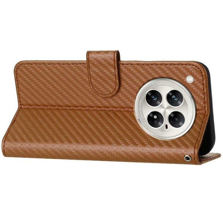 YX0070 For Infinix Zero 40 4G / 5G Wallet Case Carbon Fiber Texture Leather Cell Accessories Phone Cover - Coffee