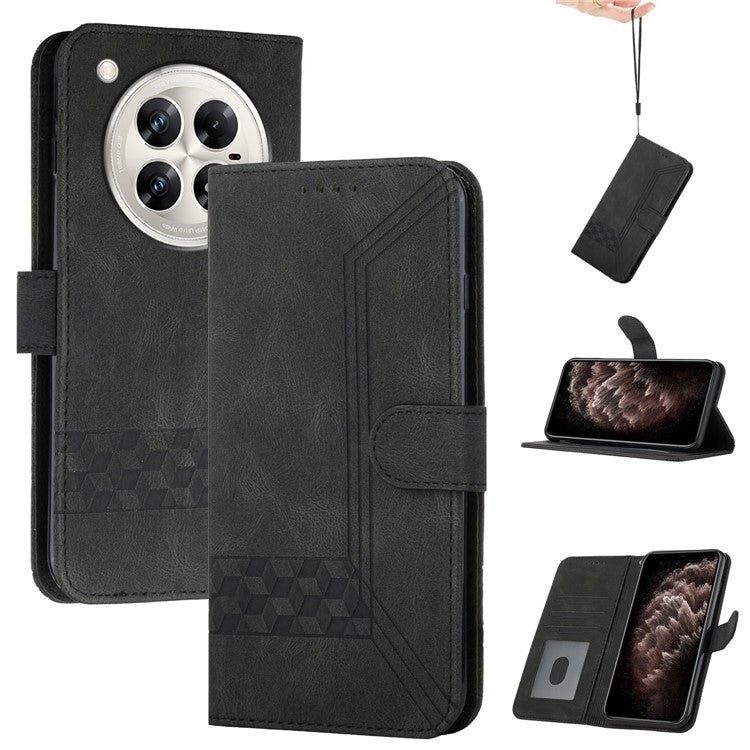 YX0010 Series for Infinix Zero 40 4G / 5G Wallet Case Rhombus Lines Leather Phone Cover - Black