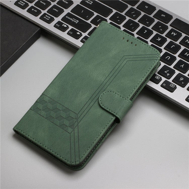 YX0010 Series for Infinix Zero 40 4G / 5G Wallet Case Rhombus Lines Leather Phone Cover - Blackish Green