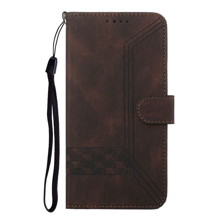 YX0010 Series for Infinix Zero 40 4G / 5G Wallet Case Rhombus Lines Leather Phone Cover - Coffee