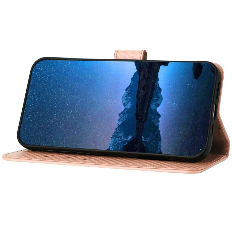 YX0070 For Infinix Hot 50 4G Wallet Case Carbon Fiber Texture Leather Cell Accessories Phone Cover - Pink