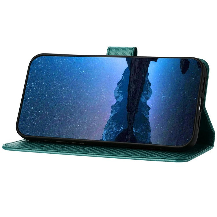 YX0070 For Infinix Hot 50 4G Wallet Case Carbon Fiber Texture Leather Cell Accessories Phone Cover - Blackish Green