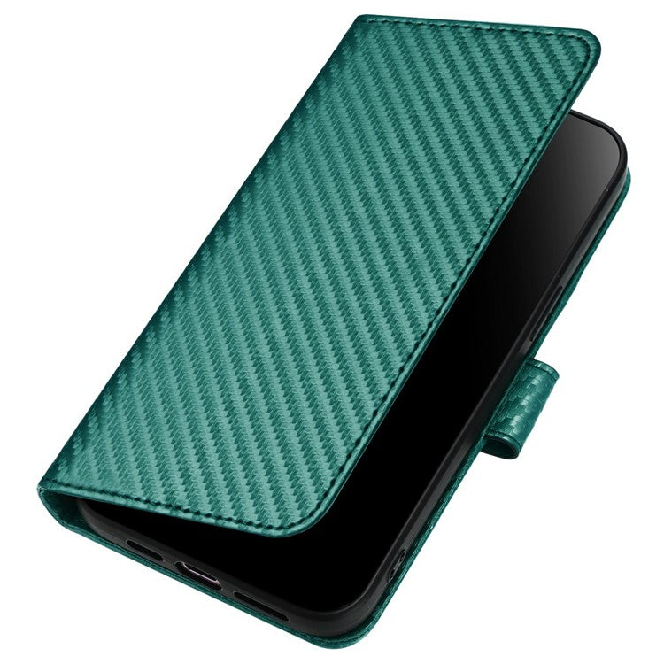 YX0070 For Infinix Hot 50 4G Wallet Case Carbon Fiber Texture Leather Cell Accessories Phone Cover - Blackish Green