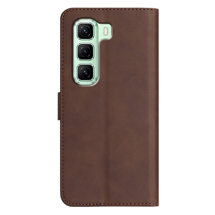 YX0030 For Infinix Hot 50 4G Case Leather Phone Cover Wallet Stand Design - Coffee