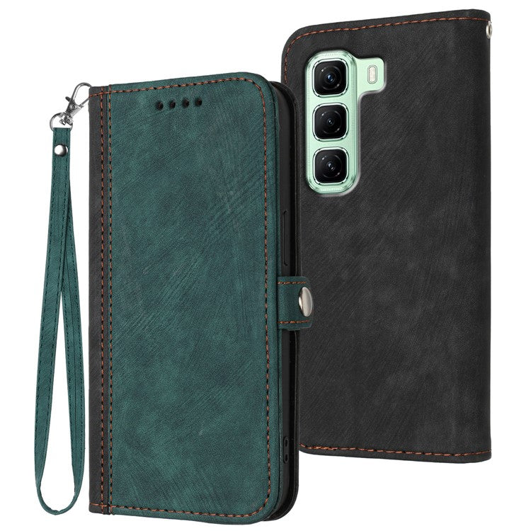 YX0020 For Infinix Hot 50 4G Case Wallet Stand Skin Touch Leather Phone Cover - Blackish Green