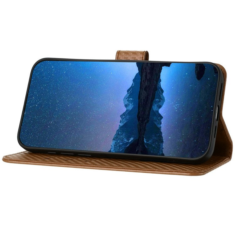 YX0070 For Infinix Hot 50 5G Wallet Case Carbon Fiber Texture Leather Cell Accessories Phone Cover - Coffee