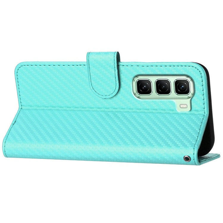 YX0070 For Infinix Hot 50 5G Wallet Case Carbon Fiber Texture Leather Cell Accessories Phone Cover - Baby Blue
