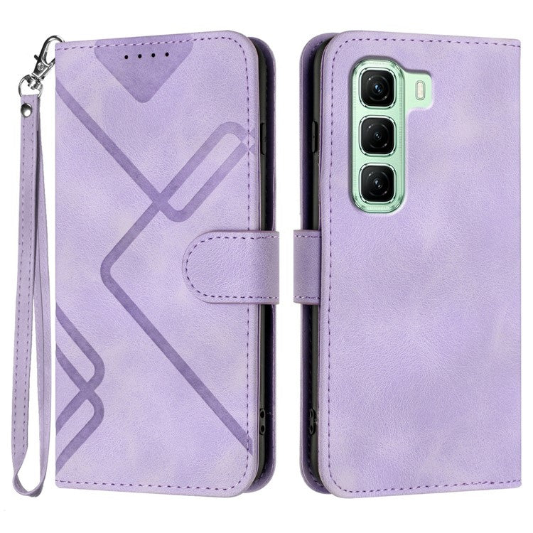 YX0040 For Infinix Hot 50 5G Case Leather Phone Cover Geometry Pattern - Light Purple