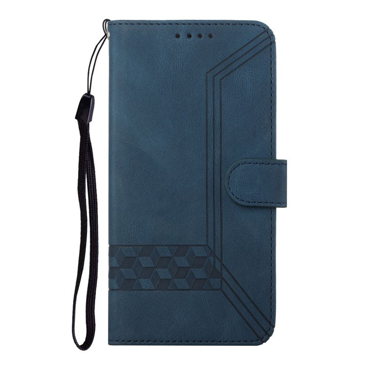 YX0010 Series for Infinix Hot 50 5G Wallet Case Rhombus Lines Leather Phone Cover - Sapphire