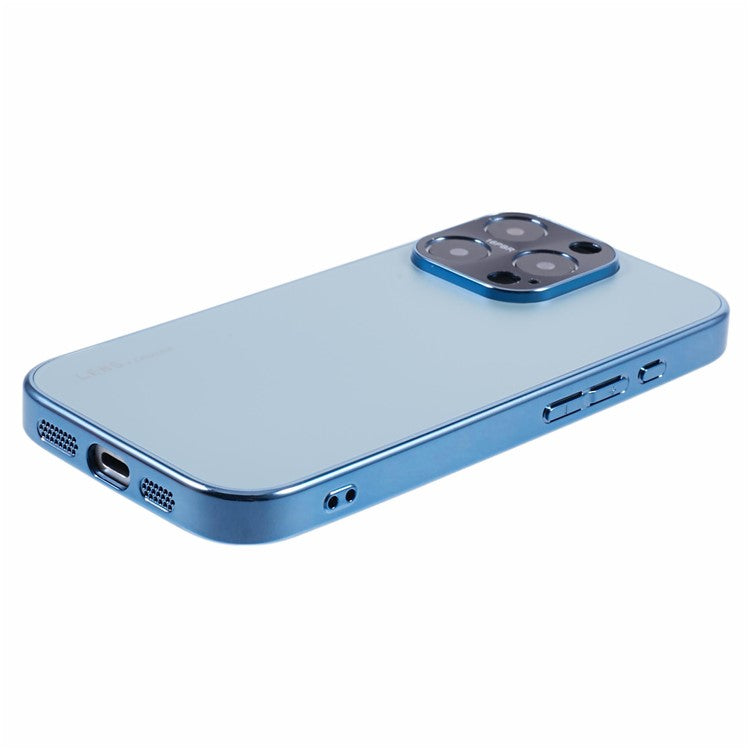 For iPhone 16 Pro Case Acrylic+TPU+Metal Anti-Scratch Phone Cover with Electroplating Frame - Baby Blue