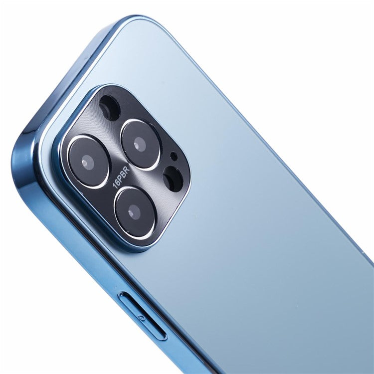 For iPhone 16 Pro Case Acrylic+TPU+Metal Anti-Scratch Phone Cover with Electroplating Frame - Baby Blue