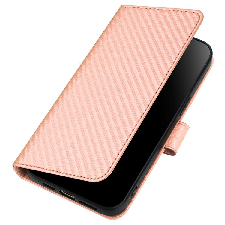 YX0070 For Infinix Hot 50i 5G / Smart 9 4G Wallet Case Carbon Fiber Texture Leather Cell Accessories Phone Cover - Pink