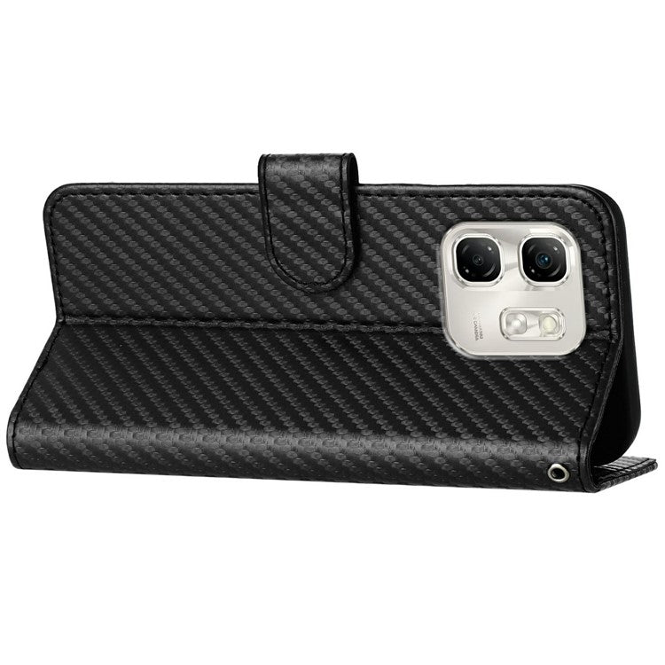 YX0070 For Infinix Hot 50i 5G / Smart 9 4G Wallet Case Carbon Fiber Texture Leather Cell Accessories Phone Cover - Black