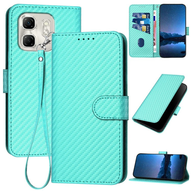 YX0070 For Infinix Hot 50i 5G / Smart 9 4G Wallet Case Carbon Fiber Texture Leather Cell Accessories Phone Cover - Baby Blue