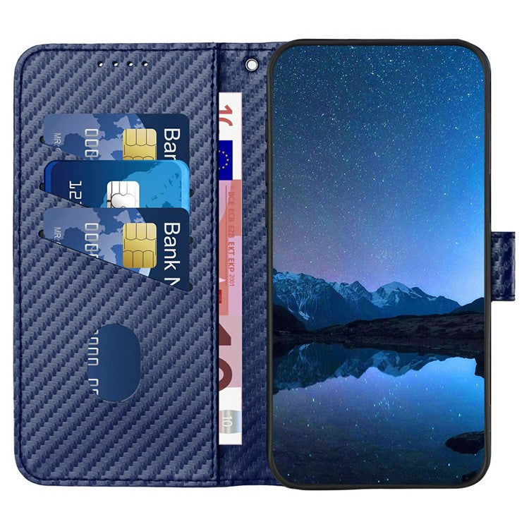 YX0070 For Infinix Hot 50i 5G / Smart 9 4G Wallet Case Carbon Fiber Texture Leather Cell Accessories Phone Cover - Sapphire