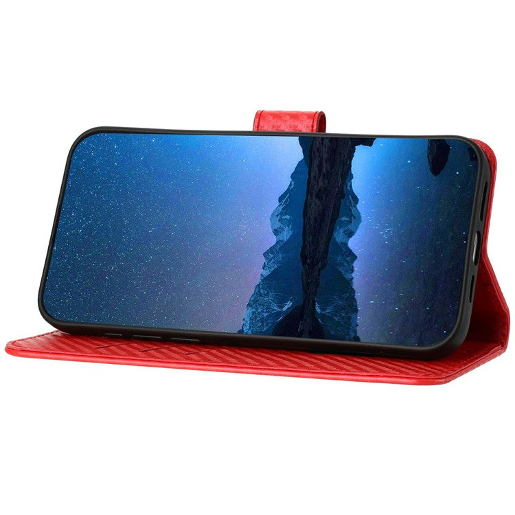 YX0070 For Infinix Hot 50i 5G / Smart 9 4G Wallet Case Carbon Fiber Texture Leather Cell Accessories Phone Cover - Red