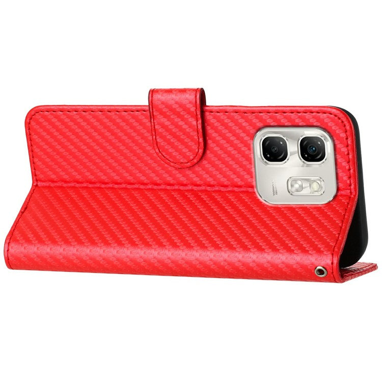 YX0070 For Infinix Hot 50i 5G / Smart 9 4G Wallet Case Carbon Fiber Texture Leather Cell Accessories Phone Cover - Red