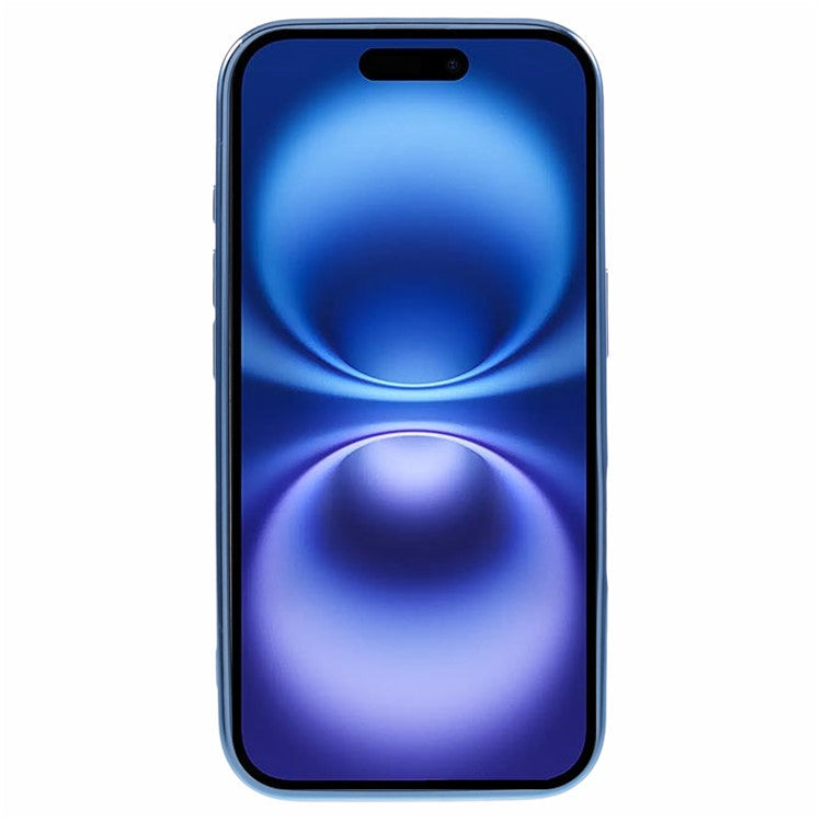 For iPhone 16 Case Acrylic+TPU+Metal Anti-Scratch Phone Cover with Electroplating Frame - Navy Blue