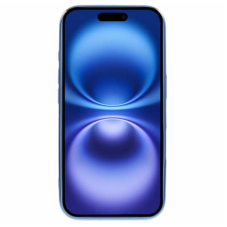 For iPhone 16 Case Acrylic+TPU+Metal Anti-Scratch Phone Cover with Electroplating Frame - Baby Blue