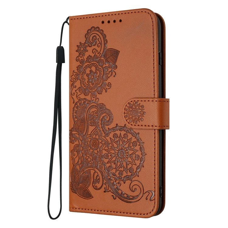 YX0050 For Infinix Hot 50i 5G / Smart 9 4G Case Mandala Flower Leather Wallet Phone Cover - Coffee