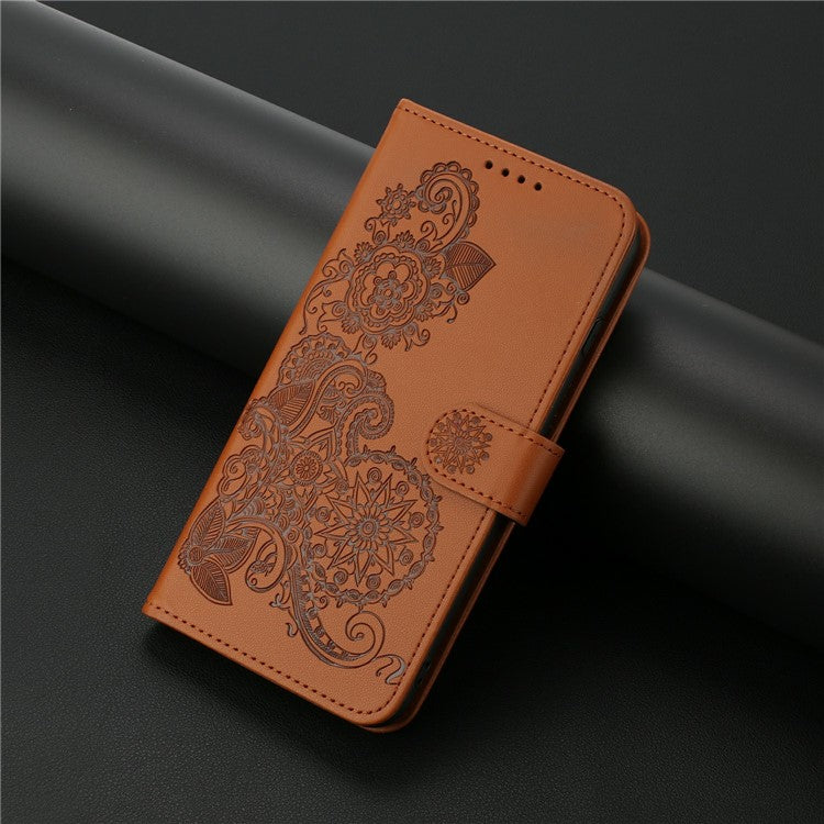 YX0050 For Infinix Hot 50i 5G / Smart 9 4G Case Mandala Flower Leather Wallet Phone Cover - Coffee