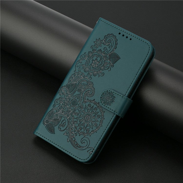 YX0050 For Infinix Hot 50i 5G / Smart 9 4G Case Mandala Flower Leather Wallet Phone Cover - Blackish Green
