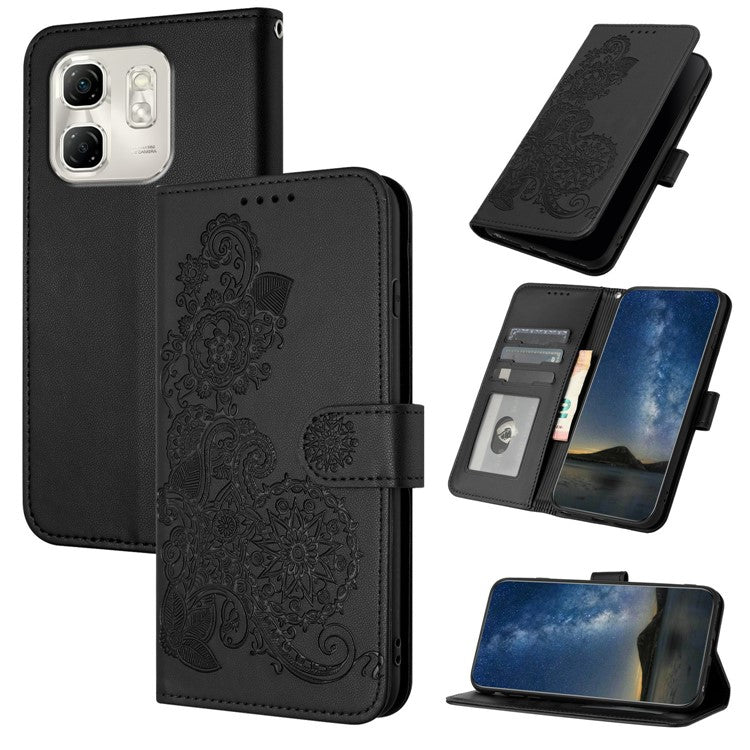 YX0050 For Infinix Hot 50i 5G / Smart 9 4G Case Mandala Flower Leather Wallet Phone Cover - Black