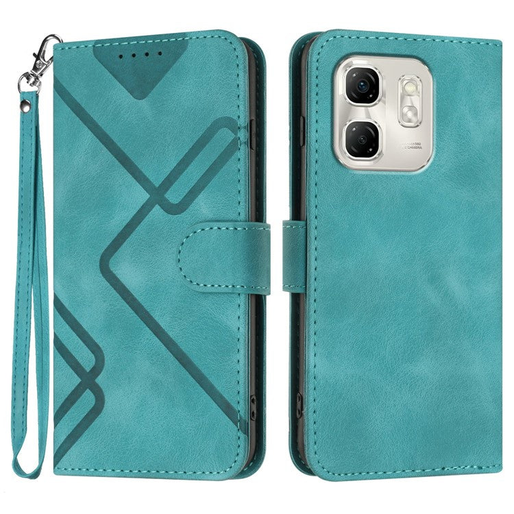 YX0040 For Infinix Hot 50i 5G / Smart 9 4G Case Leather Phone Cover Geometry Pattern - Baby Blue