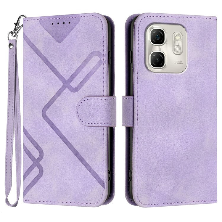 YX0040 For Infinix Hot 50i 5G / Smart 9 4G Case Leather Phone Cover Geometry Pattern - Light Purple