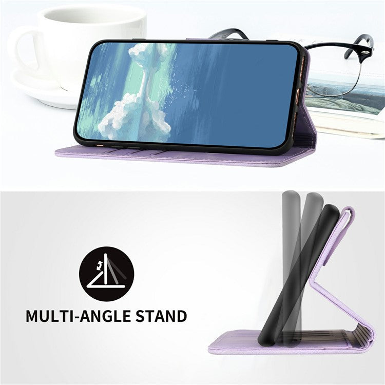 YX0040 For Infinix Hot 50i 5G / Smart 9 4G Case Leather Phone Cover Geometry Pattern - Light Purple