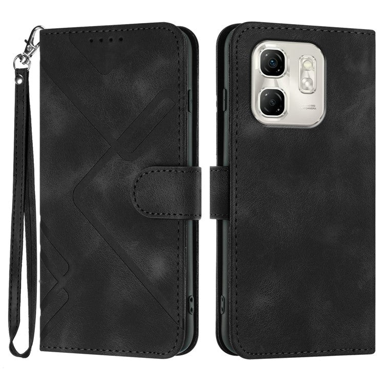YX0040 For Infinix Hot 50i 5G / Smart 9 4G Case Leather Phone Cover Geometry Pattern - Black