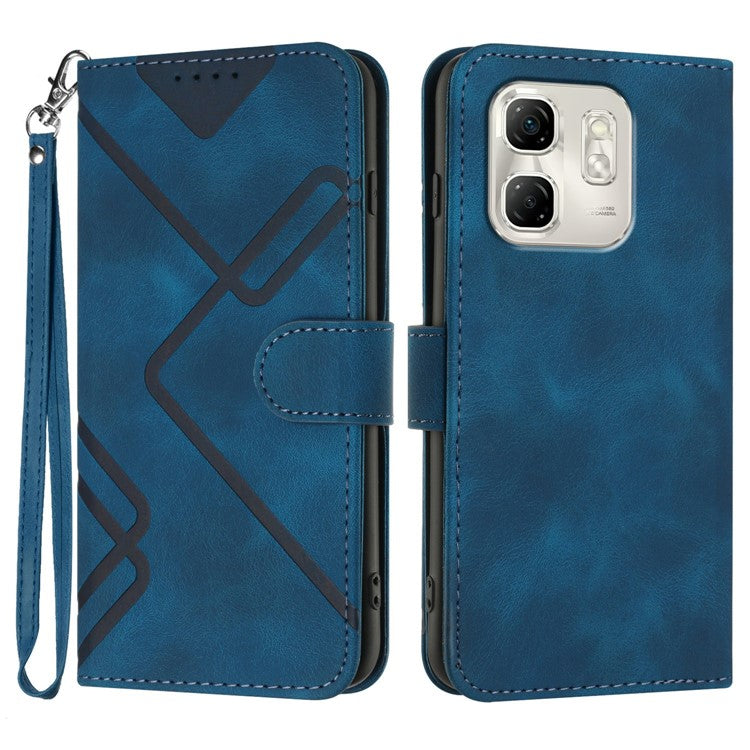 YX0040 For Infinix Hot 50i 5G / Smart 9 4G Case Leather Phone Cover Geometry Pattern - Sapphire