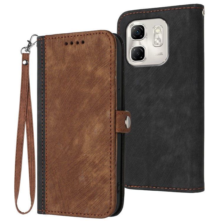 YX0020 For Infinix Hot 50i 5G / Smart 9 4G Case Wallet Stand Skin Touch Leather Phone Cover - Coffee