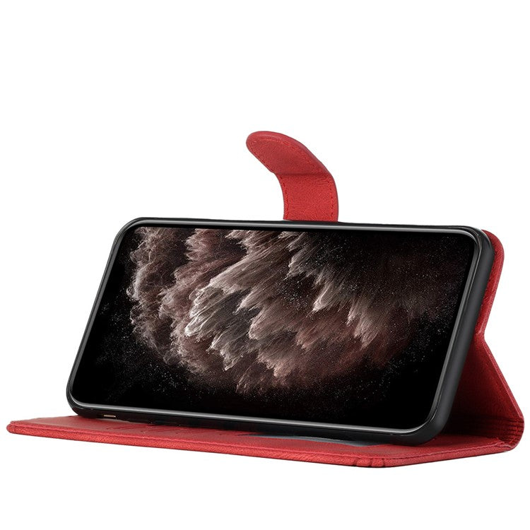 YX0010 Series for Infinix Hot 50i 5G / Smart 9 4G Wallet Case Rhombus Lines Leather Phone Cover - Red