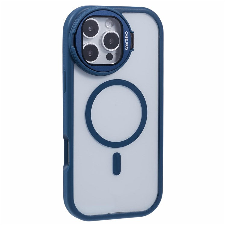 For iPhone 16 Pro Case Compatible with MagSafe Cell Phone Cover with Lens Cover Kickstand - Sapphire