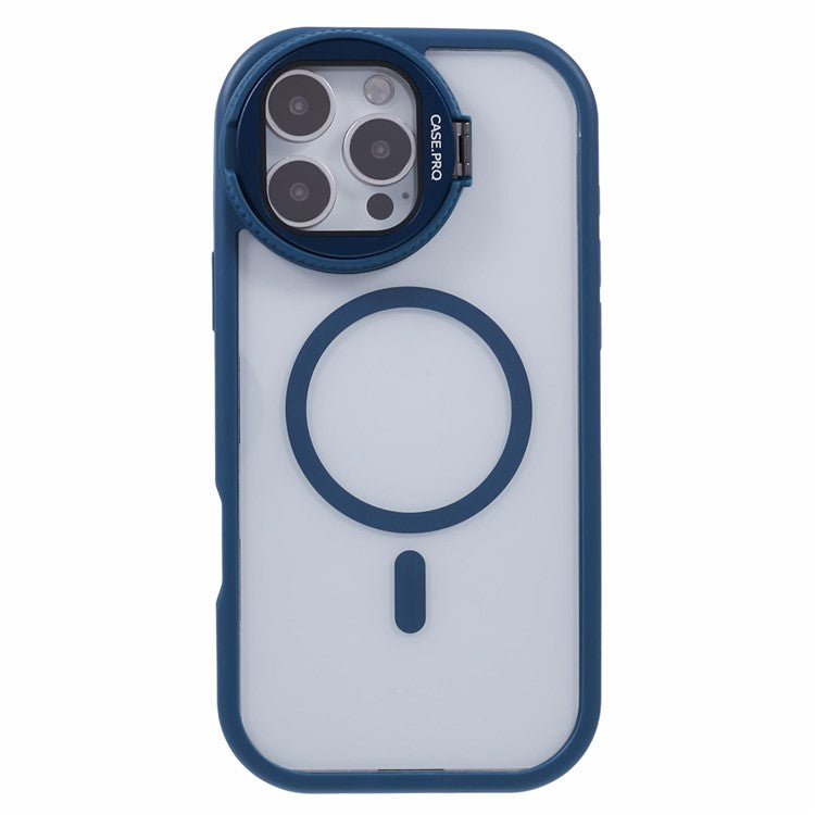 For iPhone 16 Pro Case Compatible with MagSafe Cell Phone Cover with Lens Cover Kickstand - Sapphire