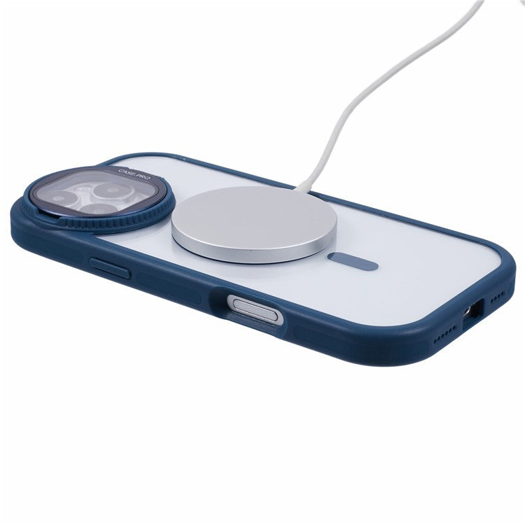 For iPhone 16 Pro Case Compatible with MagSafe Cell Phone Cover with Lens Cover Kickstand - Sapphire