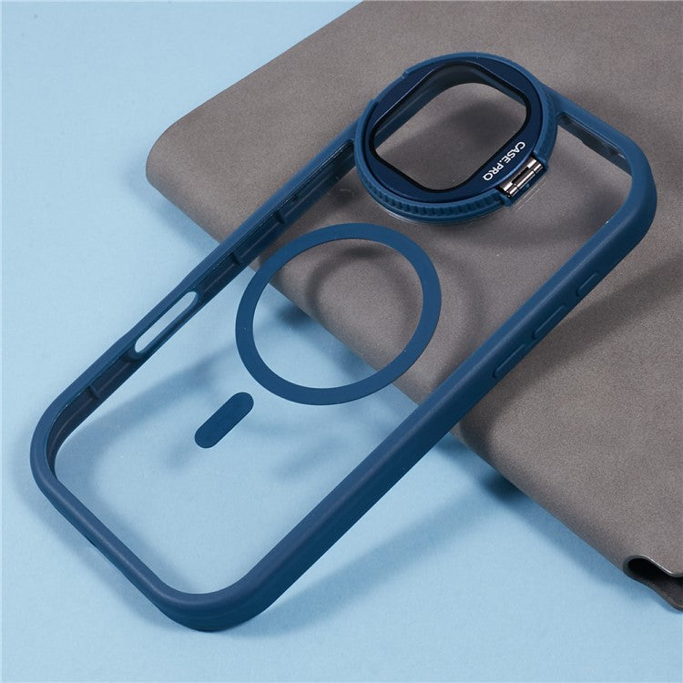 For iPhone 16 Pro Case Compatible with MagSafe Cell Phone Cover with Lens Cover Kickstand - Sapphire