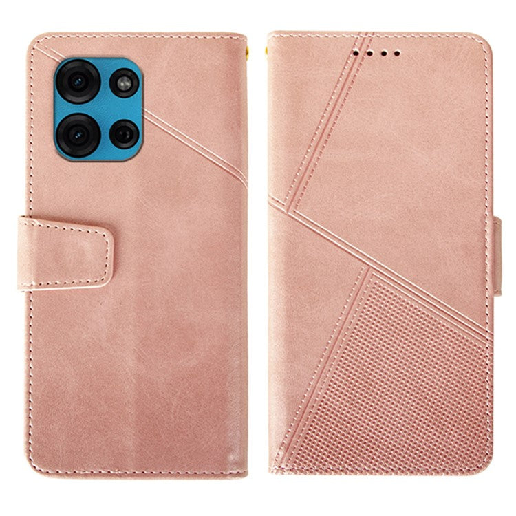 IDEWEI For Motorola Moto G75 5G Case Leather Wallet Phone Cover Stand Calf Texture - Pink