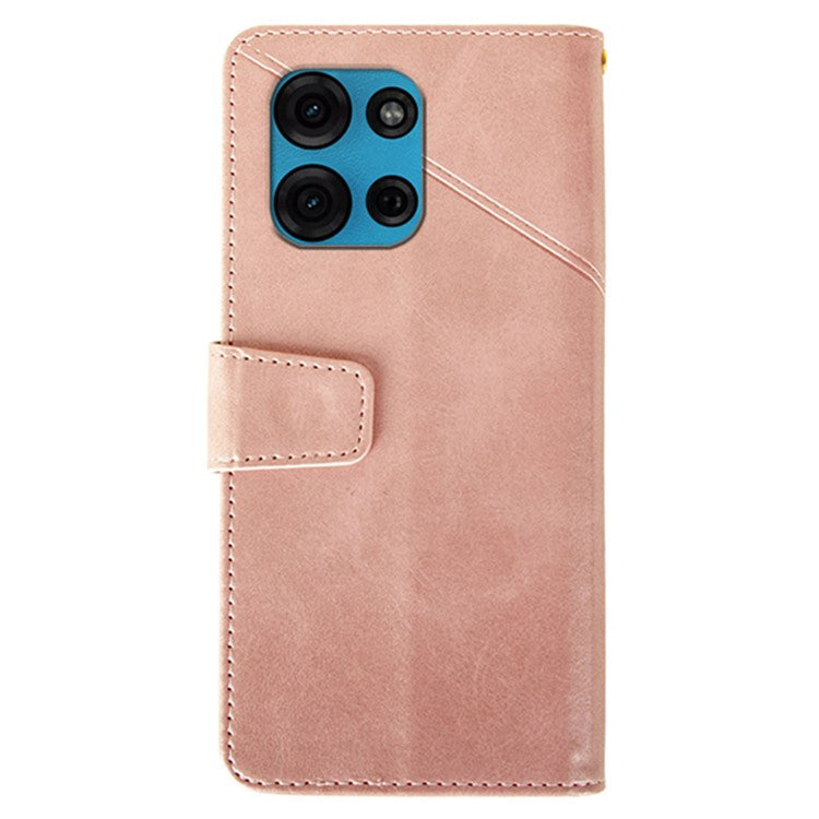 IDEWEI For Motorola Moto G75 5G Case Leather Wallet Phone Cover Stand Calf Texture - Pink