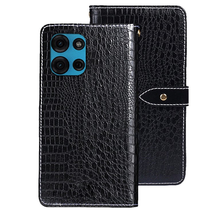 IDEWEI For Motorola Moto G75 5G Case Crocodile Texture PU Leather Flip Phone Cover - Black